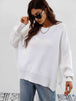 Exposed Seam Dropped Shoulder Slit Sweater Trendsi