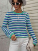 Striped  Long-Sleeve Knit Pullover Trendsi