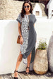 Leopard Color Block Split Dress -BazaarBey - www.shopbazaarbey.com