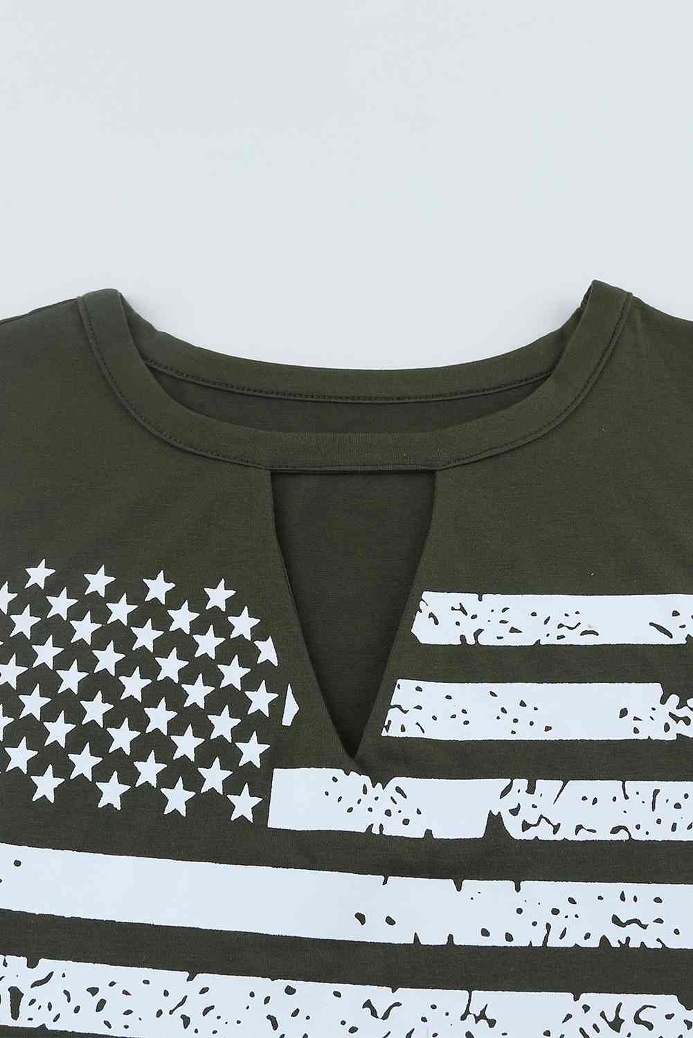 US Flag Graphic Cutout Round Neck Tank Bazaarbey