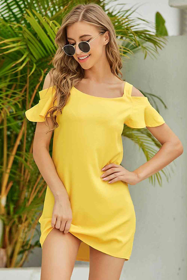 Cold-Shoulder Mini Dress -BazaarBey - www.shopbazaarbey.com