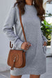 Round Neck Long Sleeve Mini Dress with Pockets -BazaarBey - www.shopbazaarbey.com