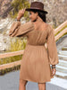Crochet V-Neck Balloon Sleeve Dress -BazaarBey - www.shopbazaarbey.com