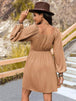 Crochet V-Neck Balloon Sleeve Dress -BazaarBey - www.shopbazaarbey.com