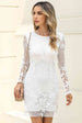 Round Neck Long Sleeve Lace Dress -BazaarBey - www.shopbazaarbey.com