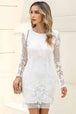 Round Neck Long Sleeve Lace Dress -BazaarBey - www.shopbazaarbey.com