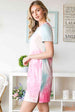 Tie-Dye Round Neck Short Sleeve Slit Dress -BazaarBey - www.shopbazaarbey.com