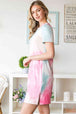 Tie-Dye Round Neck Short Sleeve Slit Dress -BazaarBey - www.shopbazaarbey.com