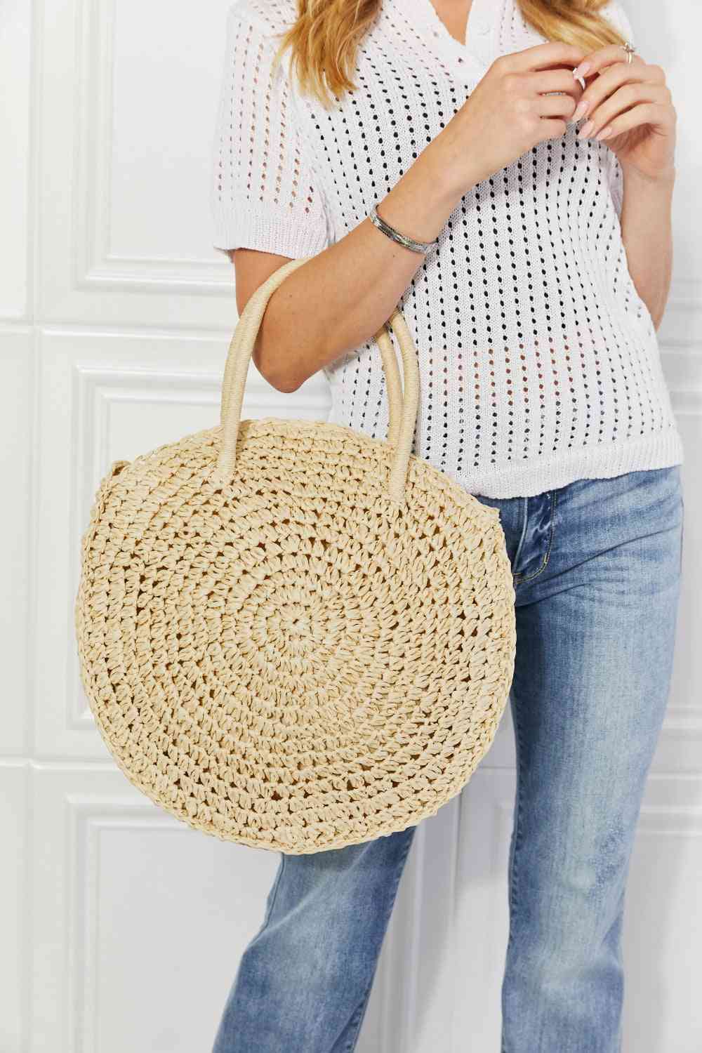  Beach Date Straw Rattan Handbag in Ivory Trendsi