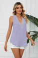 Contrast Trim Plunge Sleeveless Blouse Bazaarbey