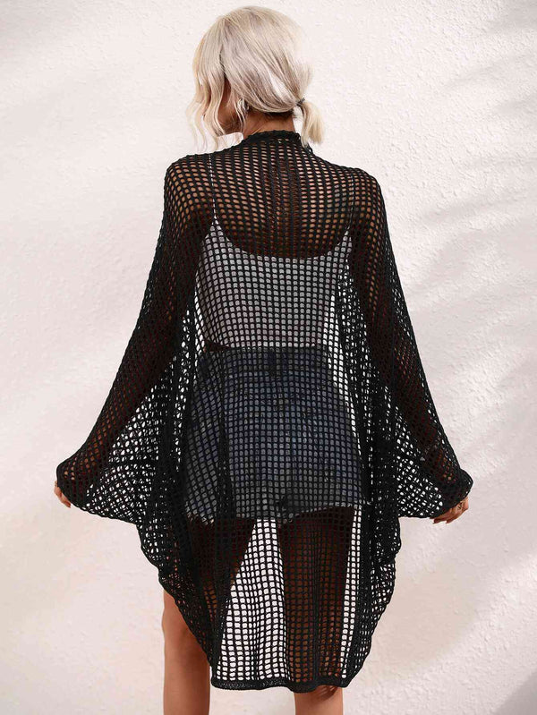 Openwork Open Front Longline Cover Up Bazaarbey