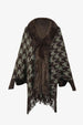 Houndstooth Fringe Hem Poncho Bazaarbey