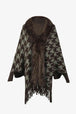 Houndstooth Fringe Hem Poncho Bazaarbey