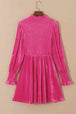 Smocked Round Neck Long Sleeve Dress -BazaarBey - www.shopbazaarbey.com