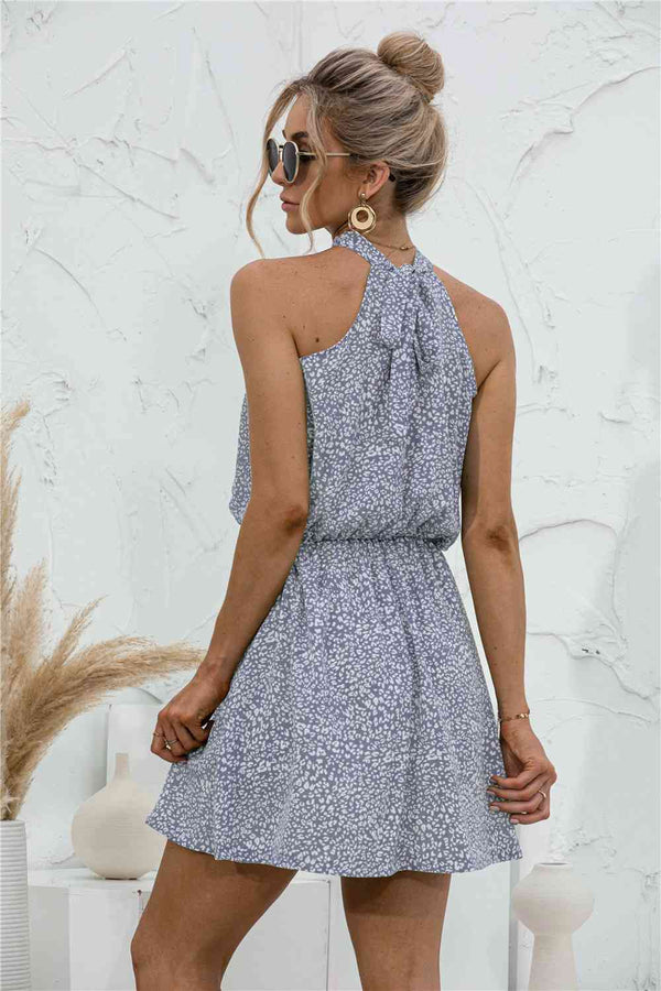 Floral Tied Sleeveless Mini Dress -BazaarBey - www.shopbazaarbey.com