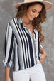 Striped Button-Down Long Sleeve Shirt Bazaarbey