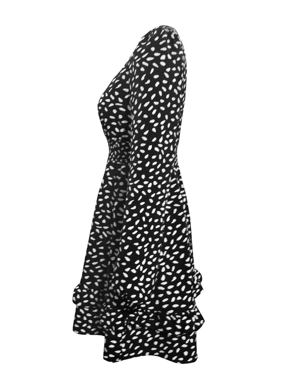 Printed Ruffle Trim Smocked Mini Dress -BazaarBey - www.shopbazaarbey.com