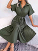 Short Sleeve Collared Tie Belt Dress -BazaarBey - www.shopbazaarbey.com