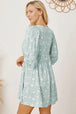 Floral Tie Neck Ruched Babydoll Dress -BazaarBey - www.shopbazaarbey.com
