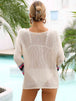 Rainbow Stripe Openwork Boat Neck Cover-Up Trendsi