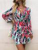 Printed  Balloon Sleeve Mini Dress -BazaarBey - www.shopbazaarbey.com