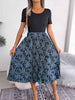 Printed Round Neck Pleated Dress -BazaarBey - www.shopbazaarbey.com