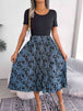 Printed Round Neck Pleated Dress -BazaarBey - www.shopbazaarbey.com
