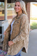 Washed Button Down Dropped Shoulder Jacket Trendsi