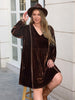 Plus Size V-Neck Balloon Sleeves Dress -BazaarBey - www.shopbazaarbey.com