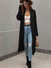  Waffle Knit  Duster Cardigan With Pockets Trendsi
