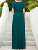 Round Neck Short Sleeve Maxi Dress with Pockets -BazaarBey - www.shopbazaarbey.com