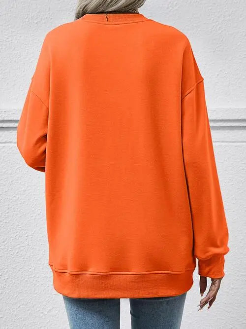 Round Neck Long Sleeve Sweatshirt Trendsi