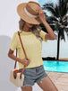 Cable-Knit Round Neck Short Sleeve Knit Top Trendsi