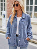 Button Up Denim Jacket with Pockets Bazaarbey