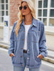 Button Up Denim Jacket with Pockets Bazaarbey