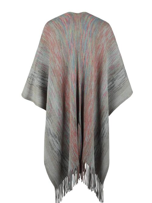 Heathered Fringe Hem Poncho Bazaarbey
