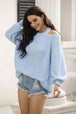 Ribbed Long Sleeve Cold Shoulder Knit Top Bazaarbey