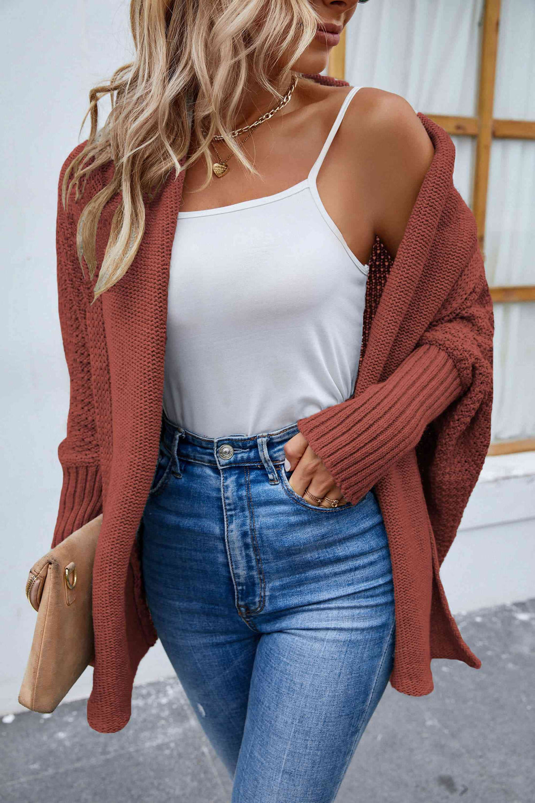 Open Front Long Sleeve Cardigan Bazaarbey