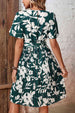 Floral Round Neck Tie Belt Pleated Dress -BazaarBey - www.shopbazaarbey.com