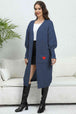 Lantern Sleeve Open Front Pocketed Cardigan Trendsi